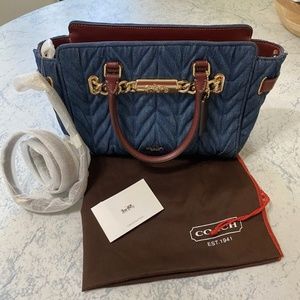 SALE! Coach Blake Carryall 25 Denim Handbag with Quilting